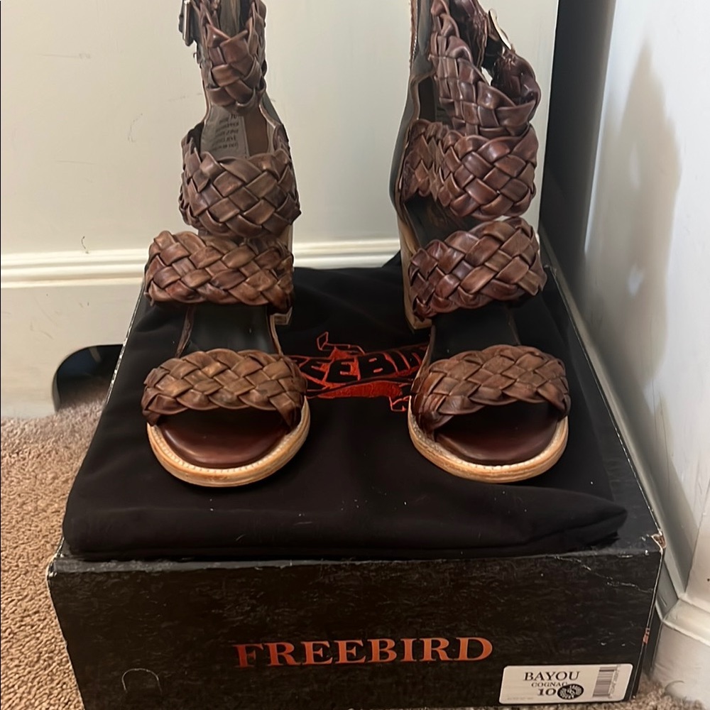 Freebird Brown Heeled Shoes with Distressed Leather